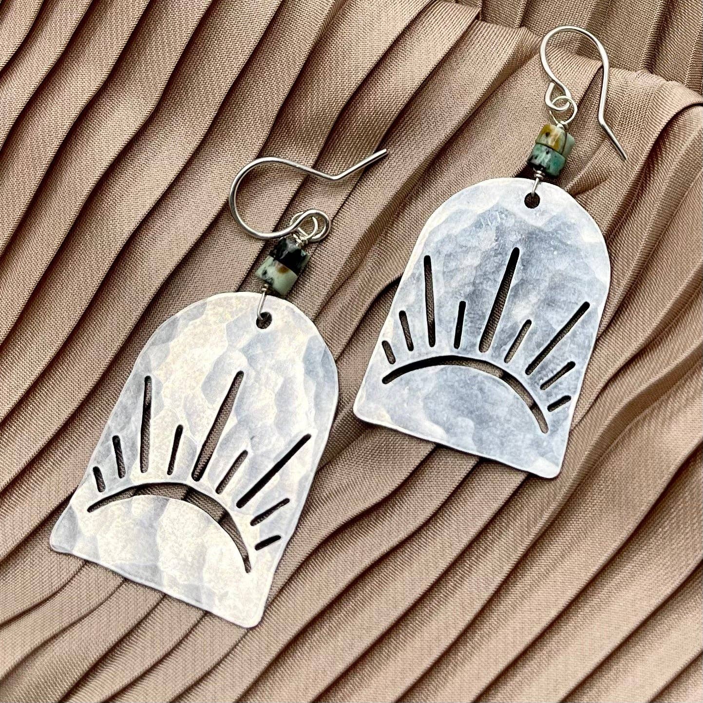 Sunshine Earrings with African Turquoise