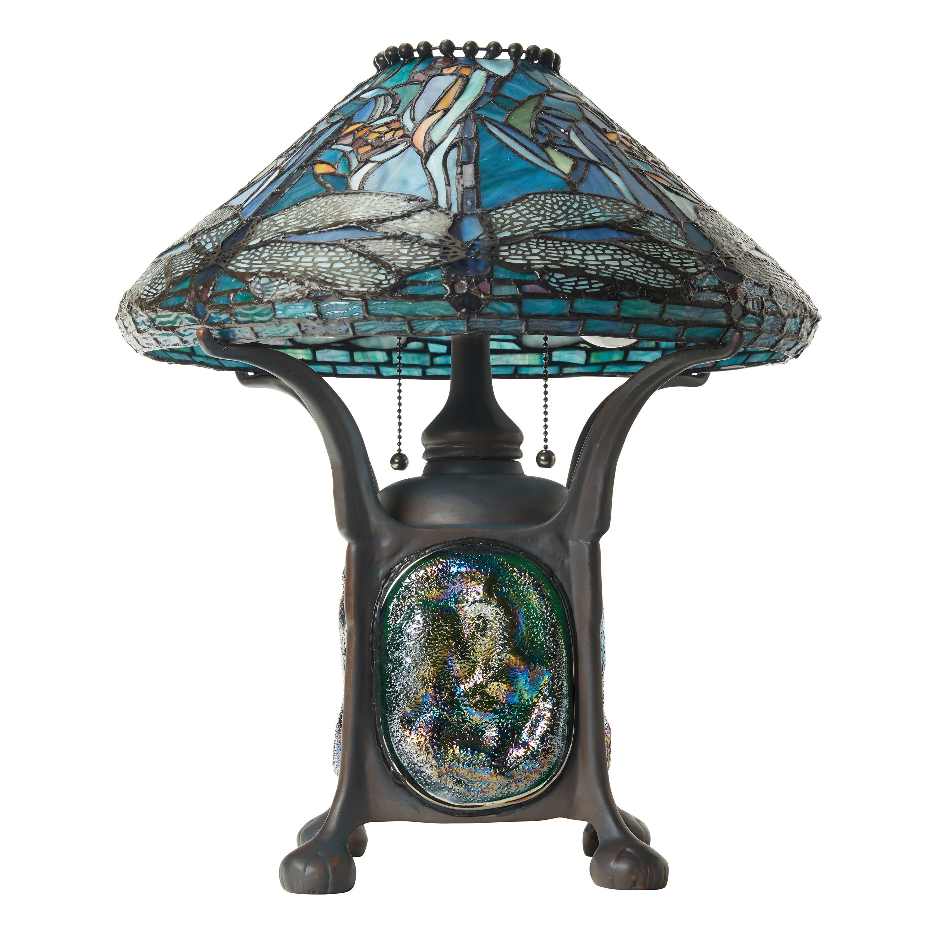21.5"H Dragonfly Tiffany-Style Stained Glass Table Lamp