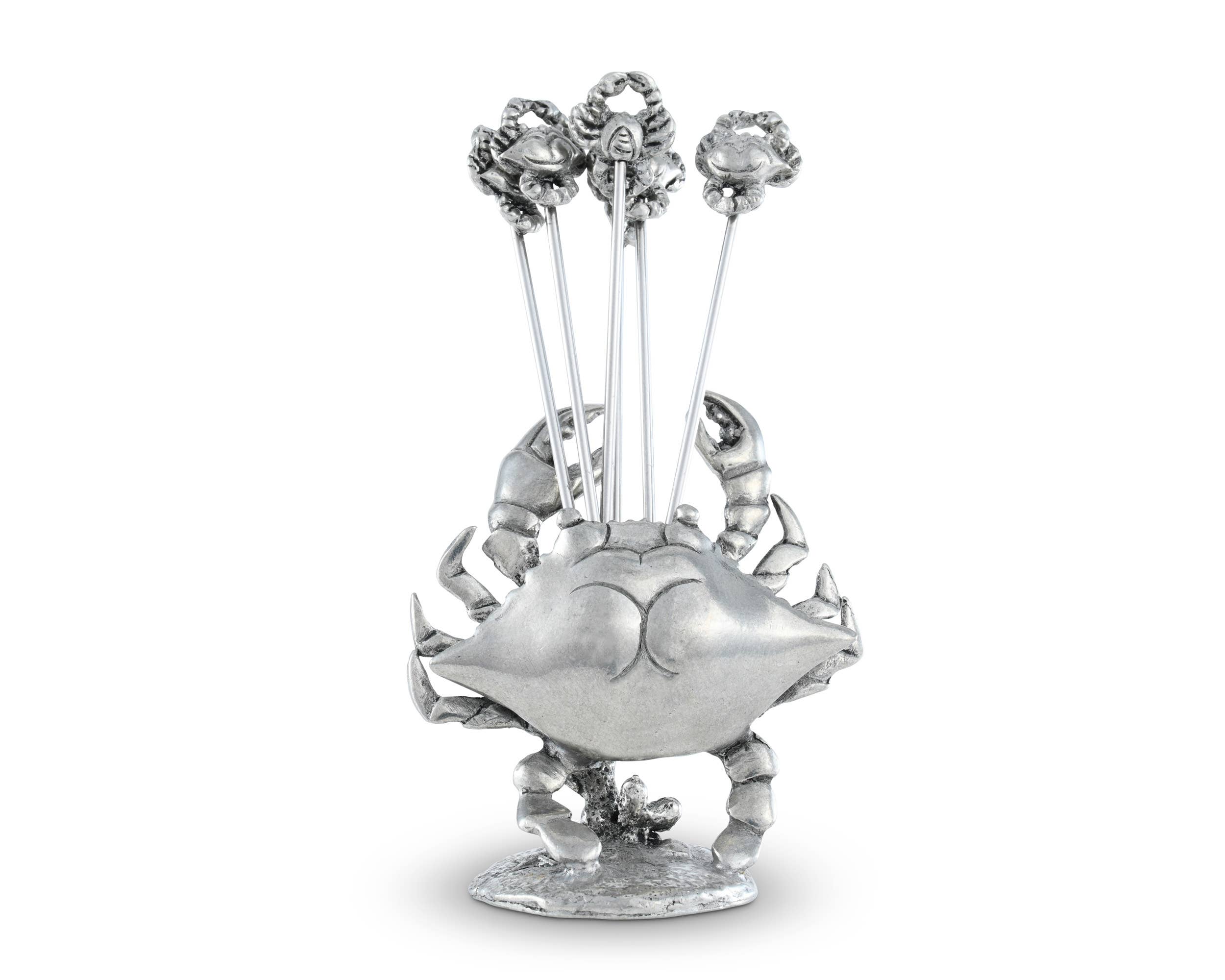 Pewter Blue Crab Cheese Pick Set