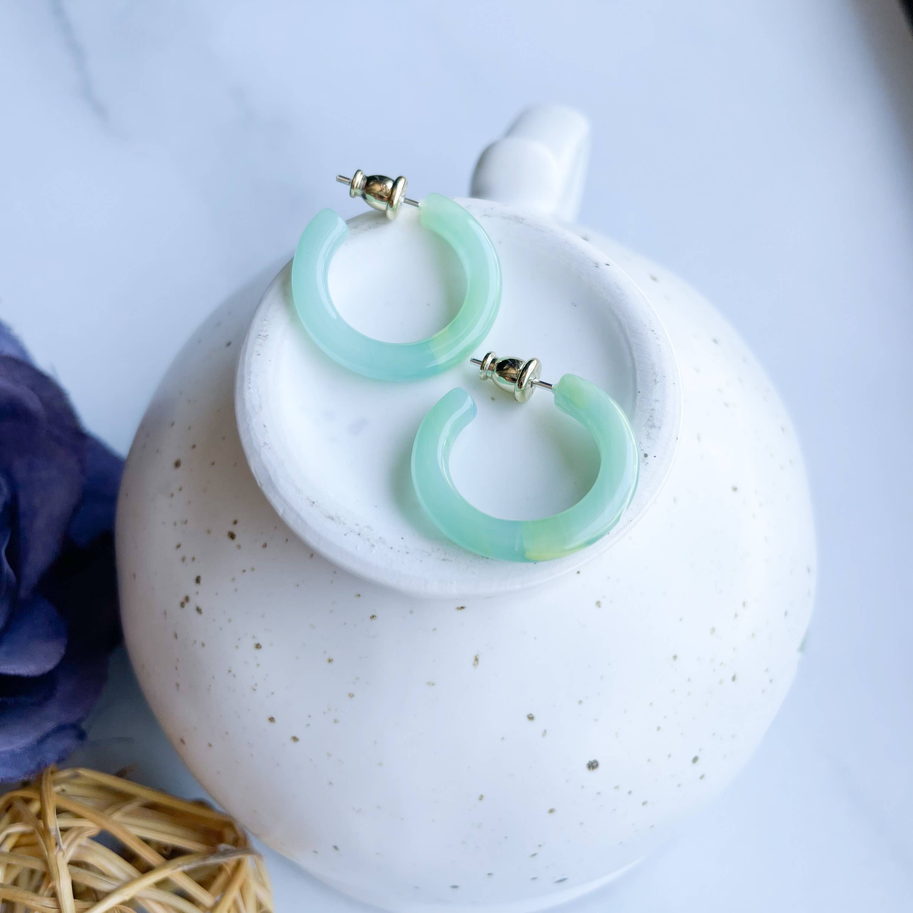 Ultra Mini Hoop Collection | Small Acetate Hoops: Dew Drop