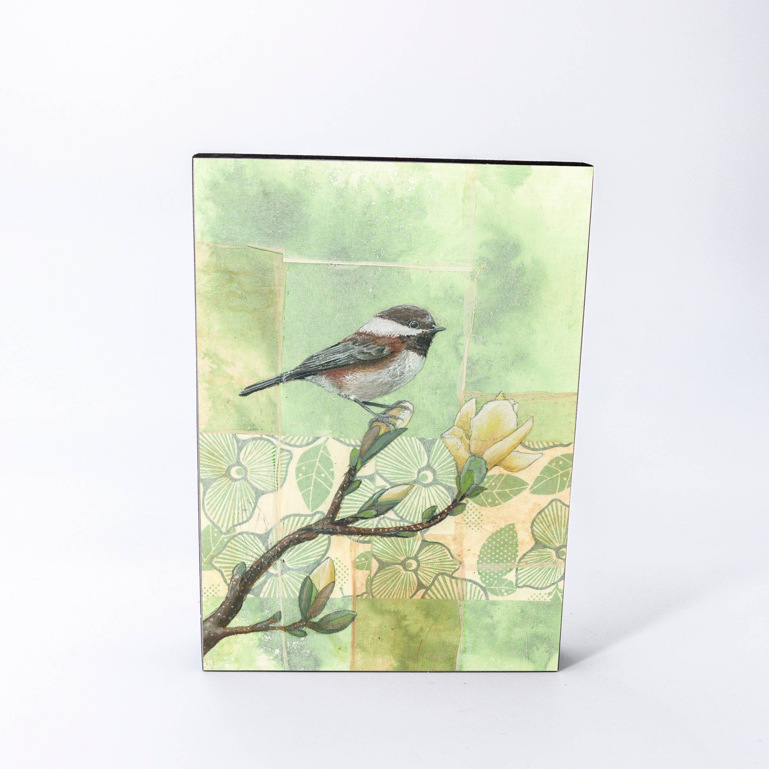 Chestnut-backed Chickadee Wood Panel Giclée Print