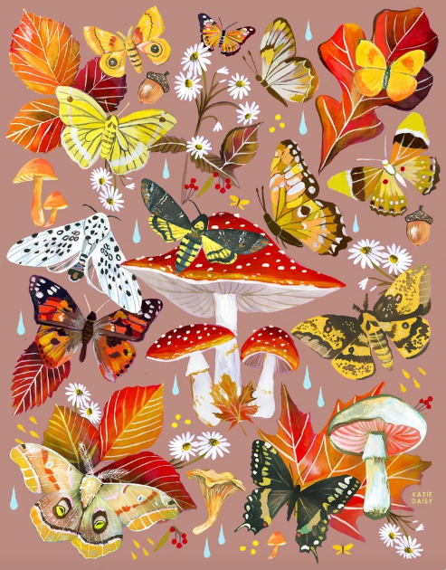 Autumn Flutter Art Print | Fall Wall art | Watercolor Art: 8 x 10