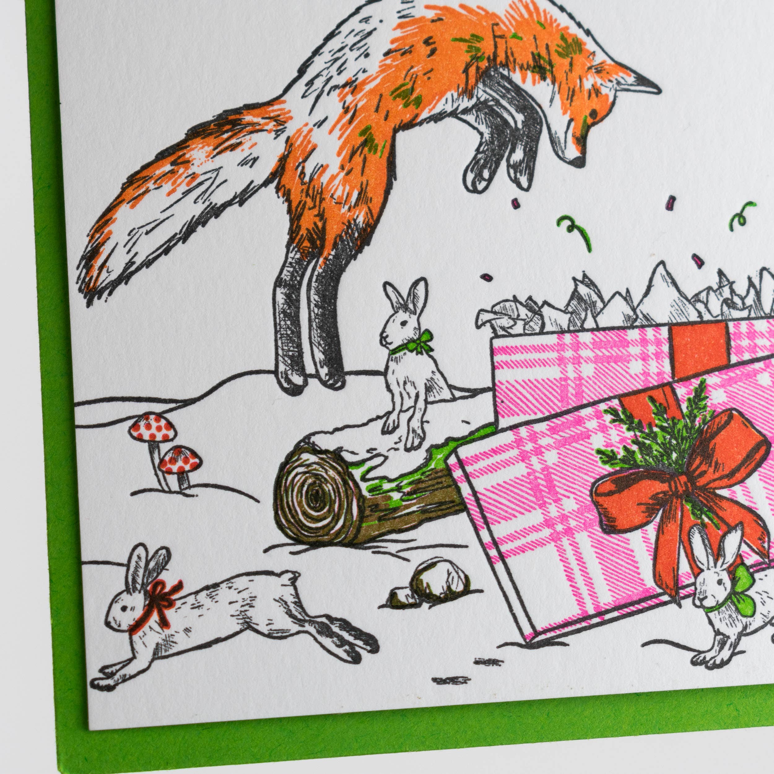 Foxes' Christmas Morning Card: Single Card