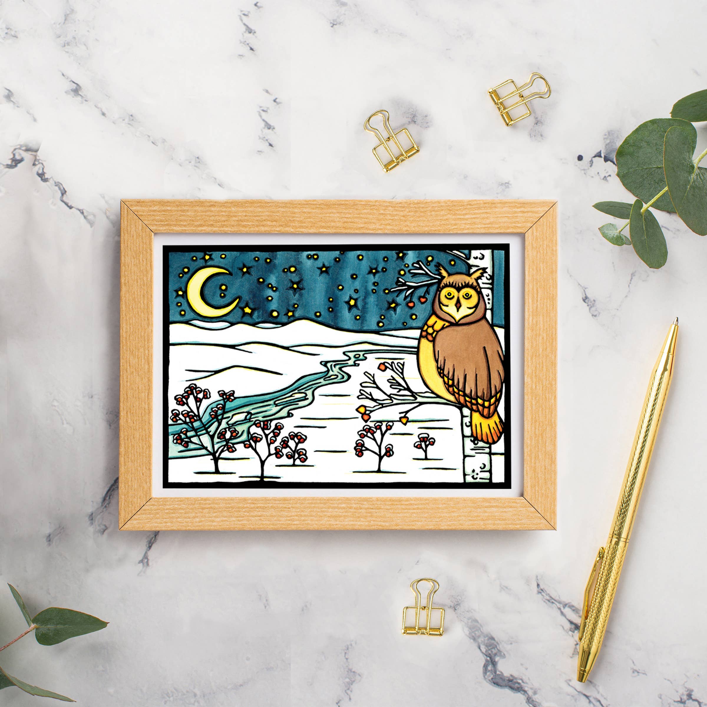 Greeting Card Winter Owl