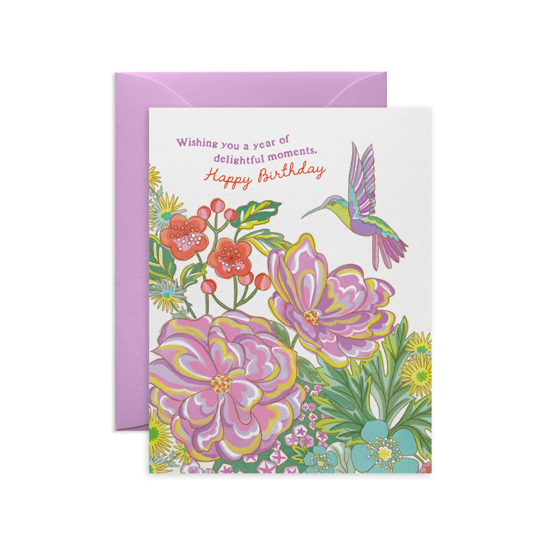 Hummingbird and Flowers Birthday Card