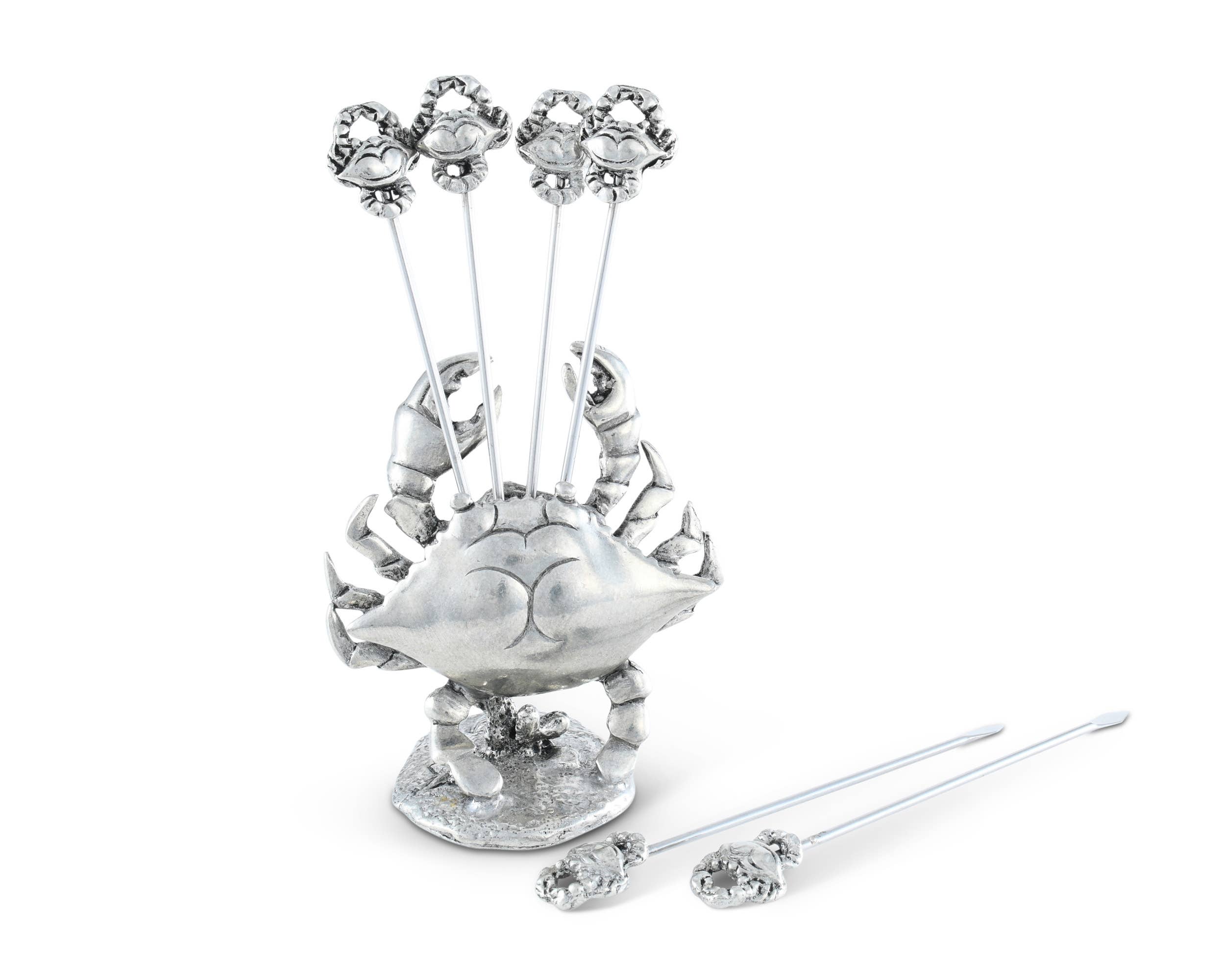 Pewter Blue Crab Cheese Pick Set