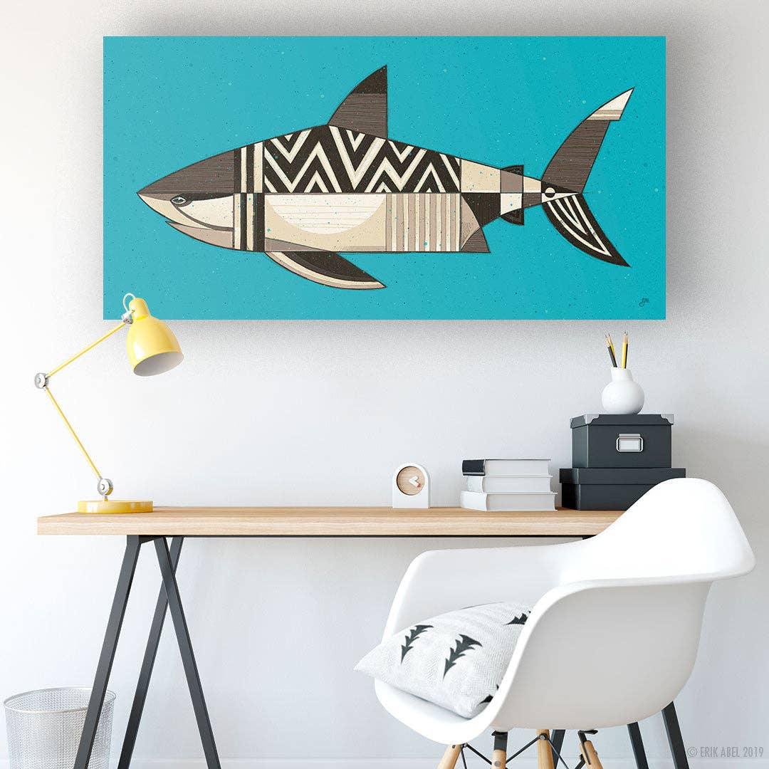 White Shark - WHLSL Print: Unframed / 12x6 / Canvas