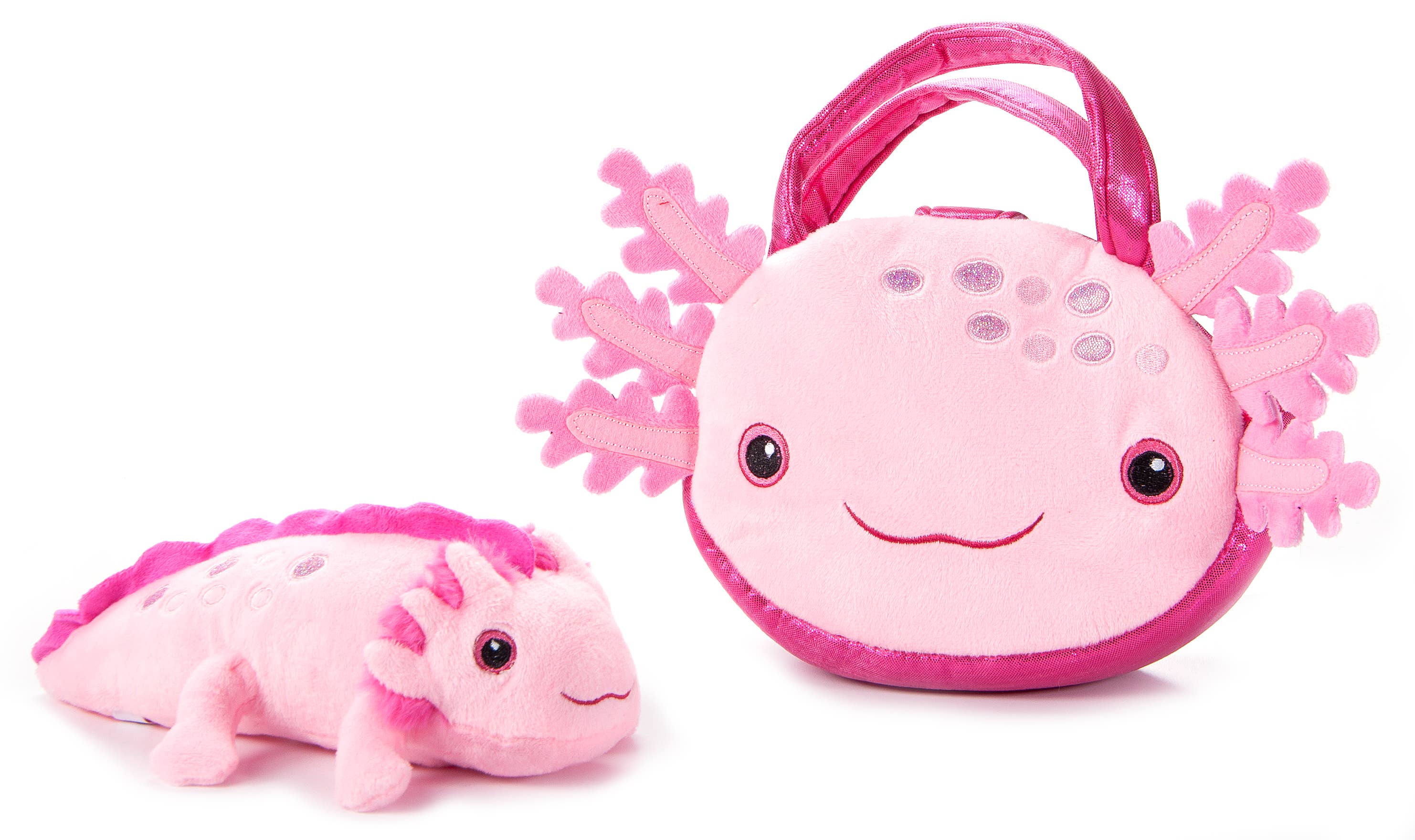 Pink Plush Animal Set with Purse -  Axolotl