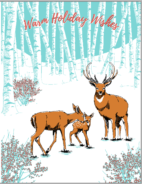 Holiday Winter Deer Card: Single Card