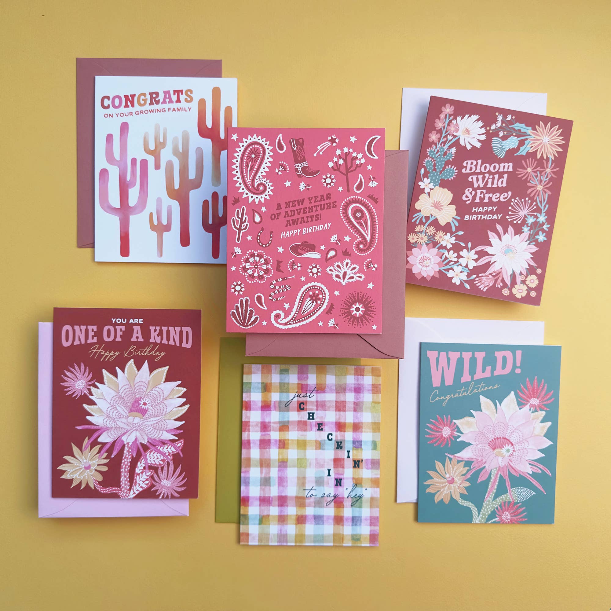 Unique Cactus Blooms Birthday Card