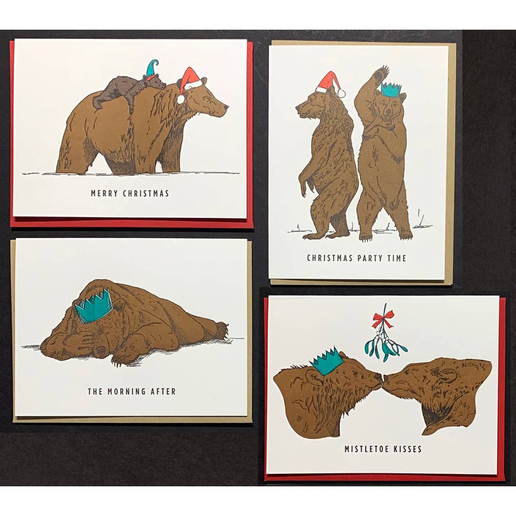 Christmas Grizzly Bears 8 Card Set or Singles: Morning After