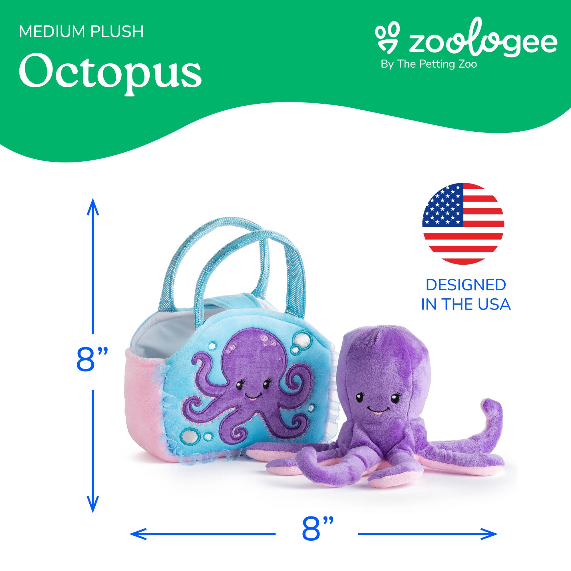 Plush Animal Set with Purse -  Octopus