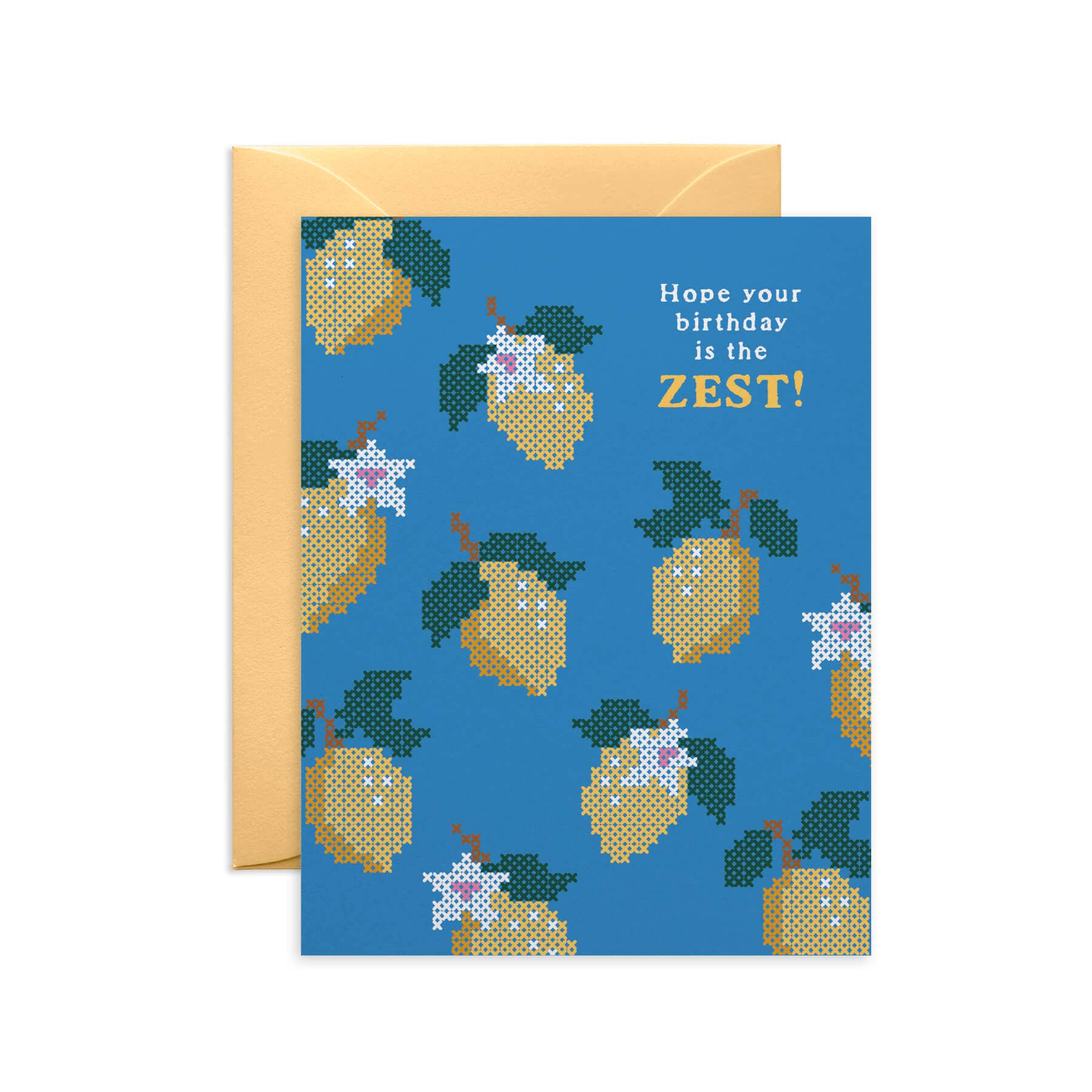 Lemon Cross-Stitch Birthday Card