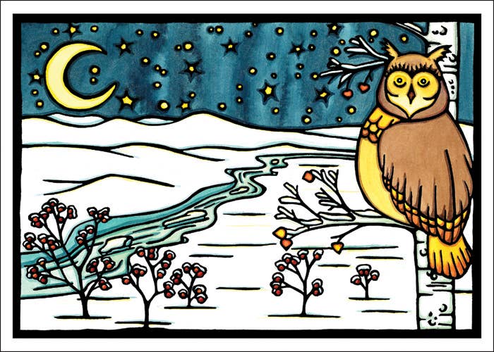 Greeting Card Winter Owl