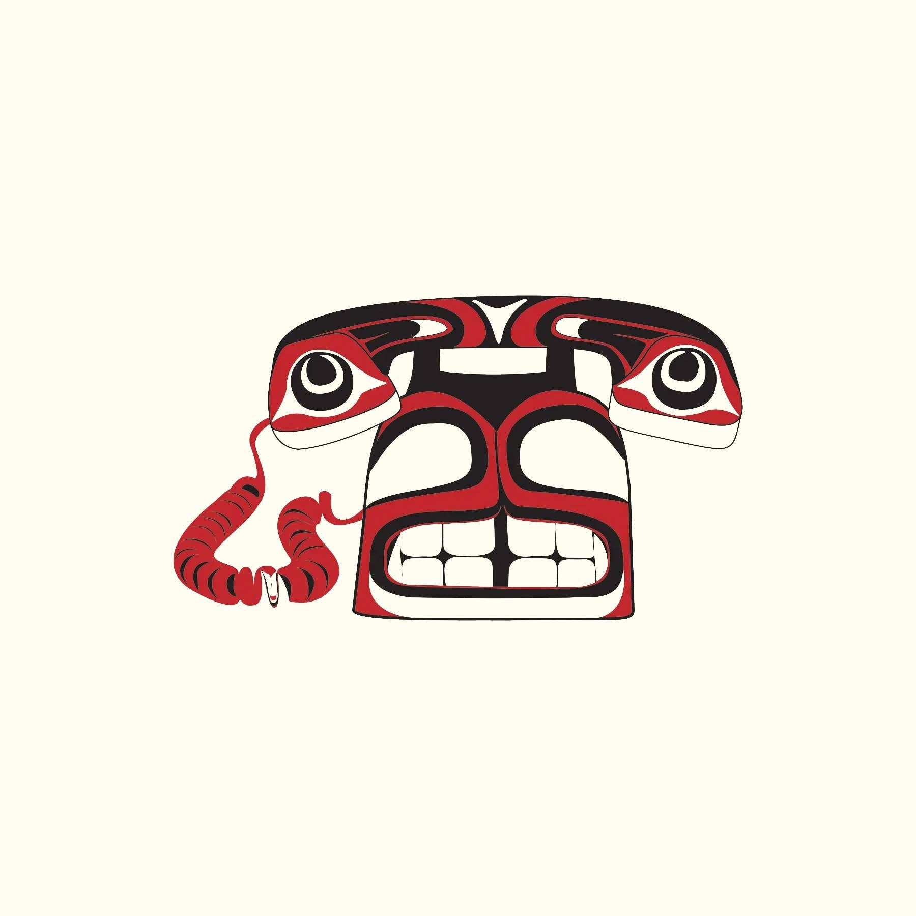 PNW Native American Rotary Telephone 5"x7" Letterpress Print