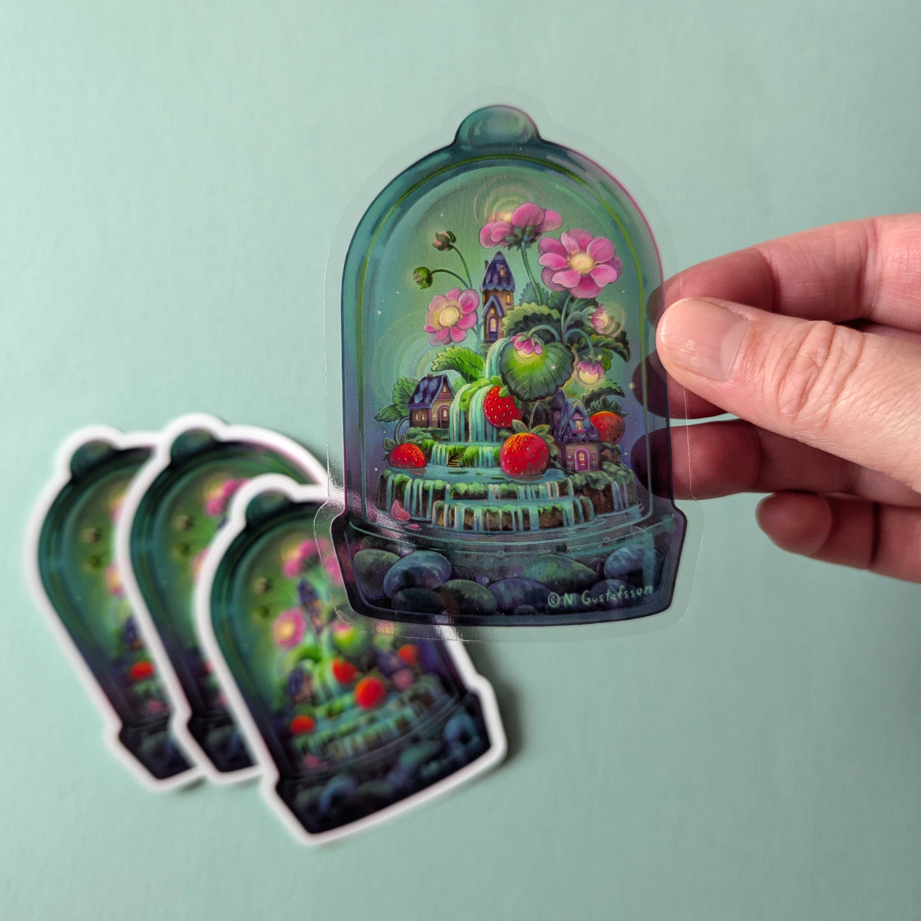 Strawberry Terrarium - Clear Vinyl Sticker