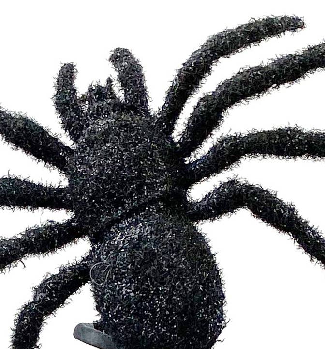 Flocked Black Spider Spray Plant Pick - 17"