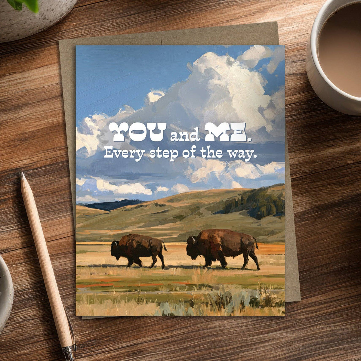 Every Step Bison Love - Recycled Love Card for Bison Lovers