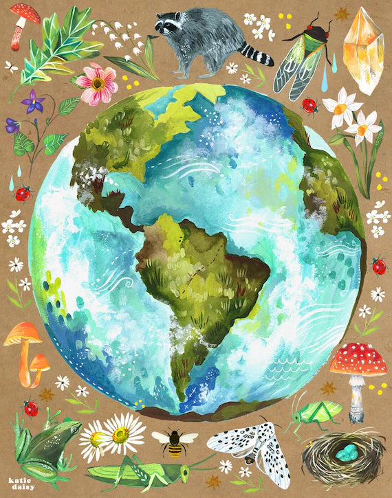 Planet Earth Art Print | Watercolor Wall Art | Inspirational Print | Globe | Katie Daisy | 8x10 | 11x14