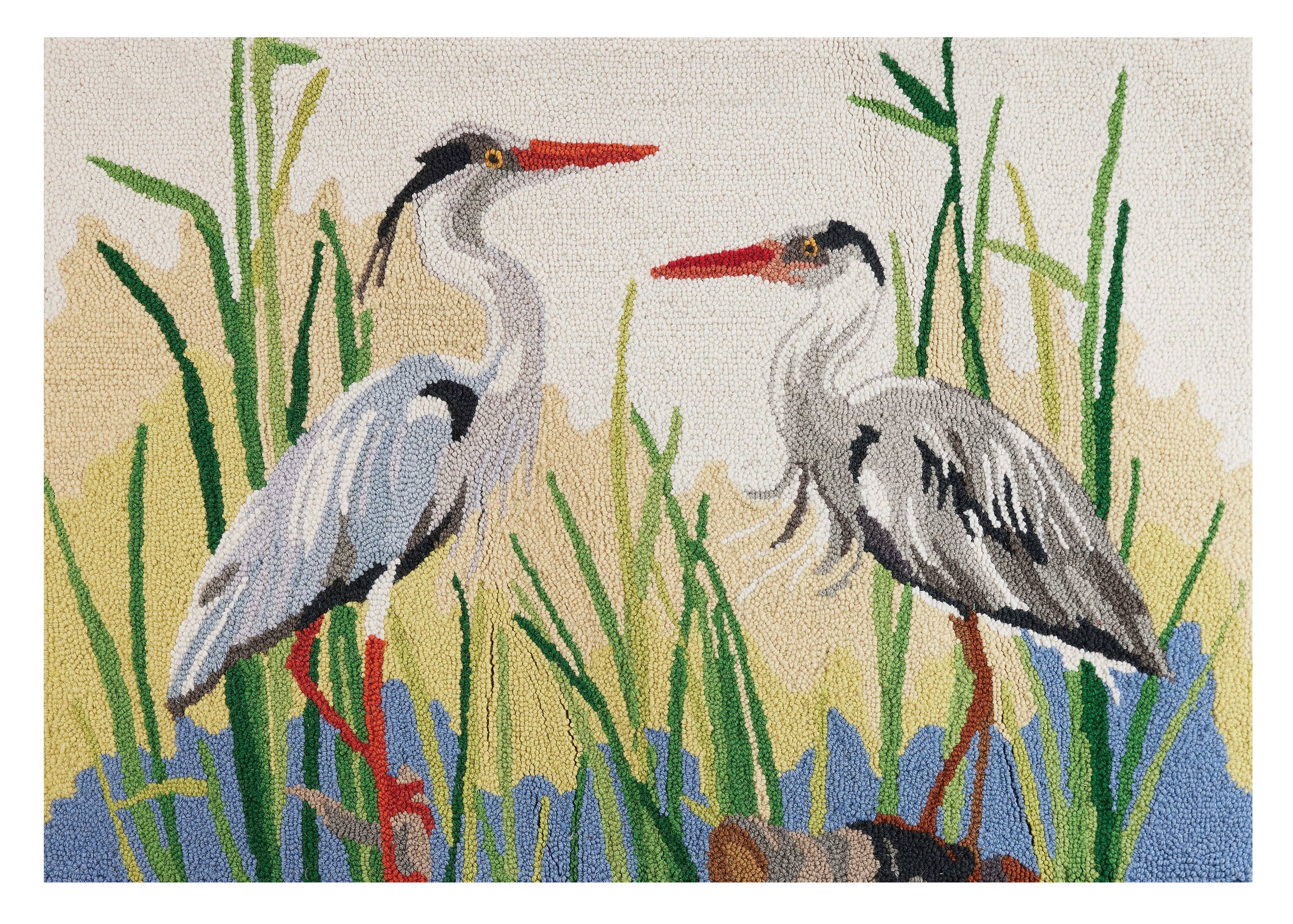 Great Blue Herons Hook Rug - Sally Eckman Roberts