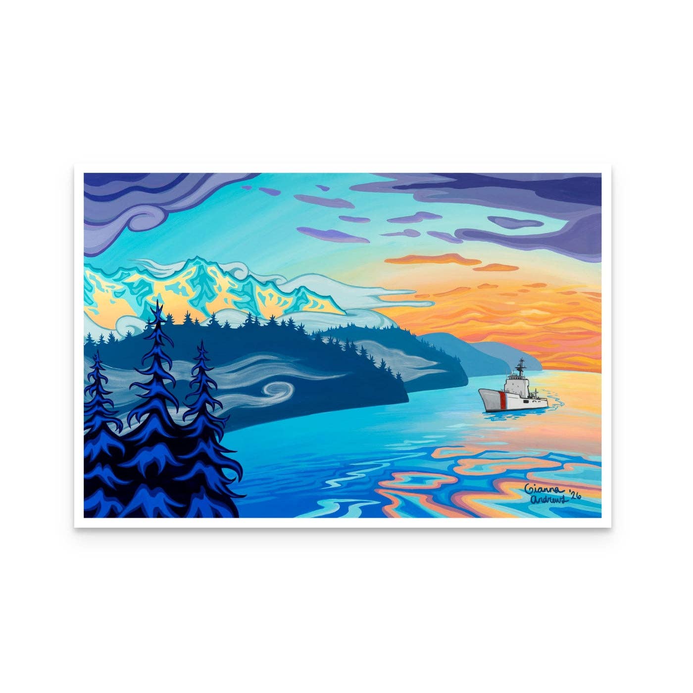 "Sunset Straits" Print: 12x8" / Unframed / Bamboo Paper