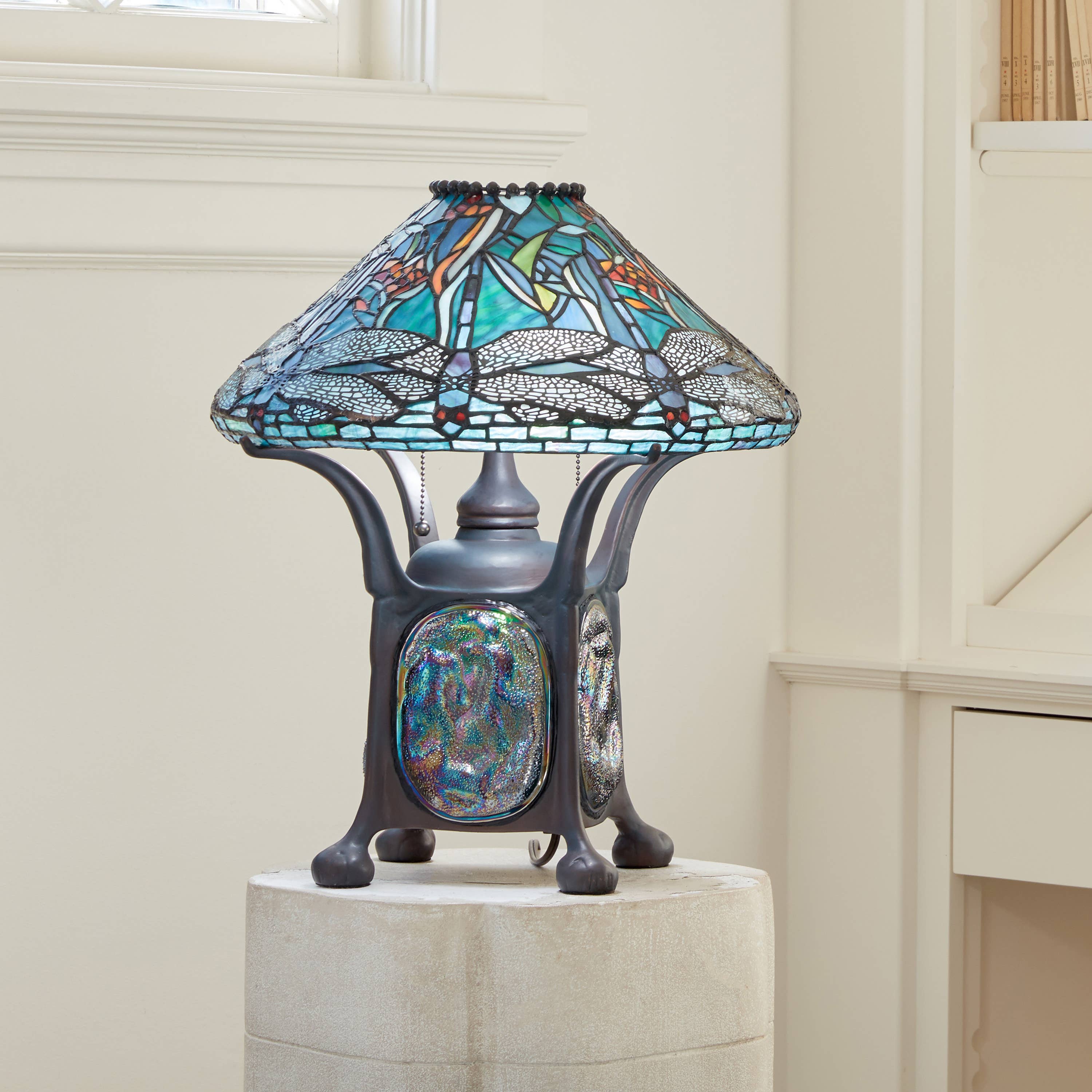 21.5"H Dragonfly Tiffany-Style Stained Glass Table Lamp