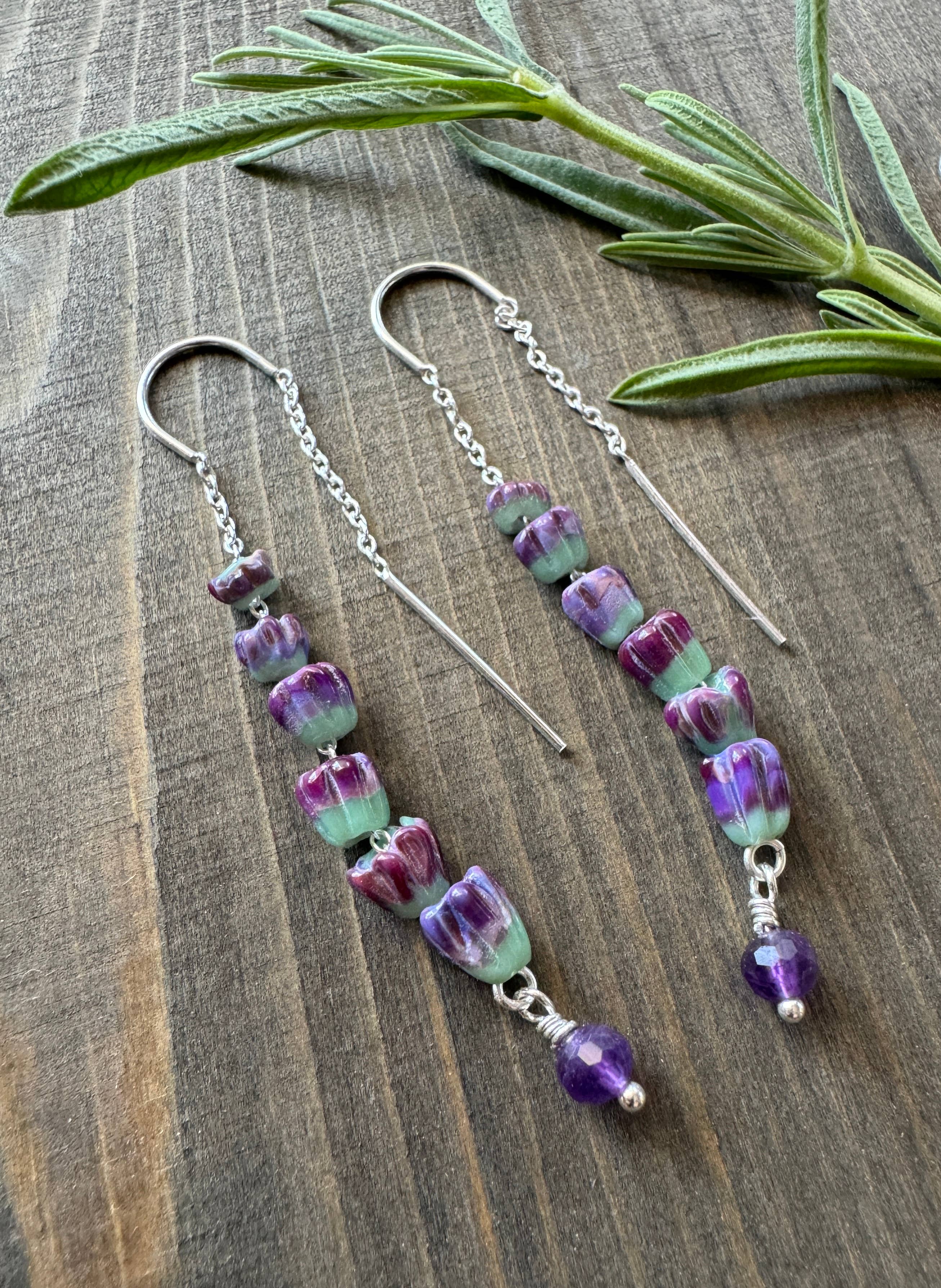 Lavender Threader Earrings