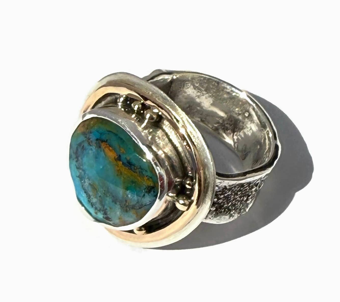 Peruvian Organic Opal Facet Ring with 14 k gold fill Accents: 8