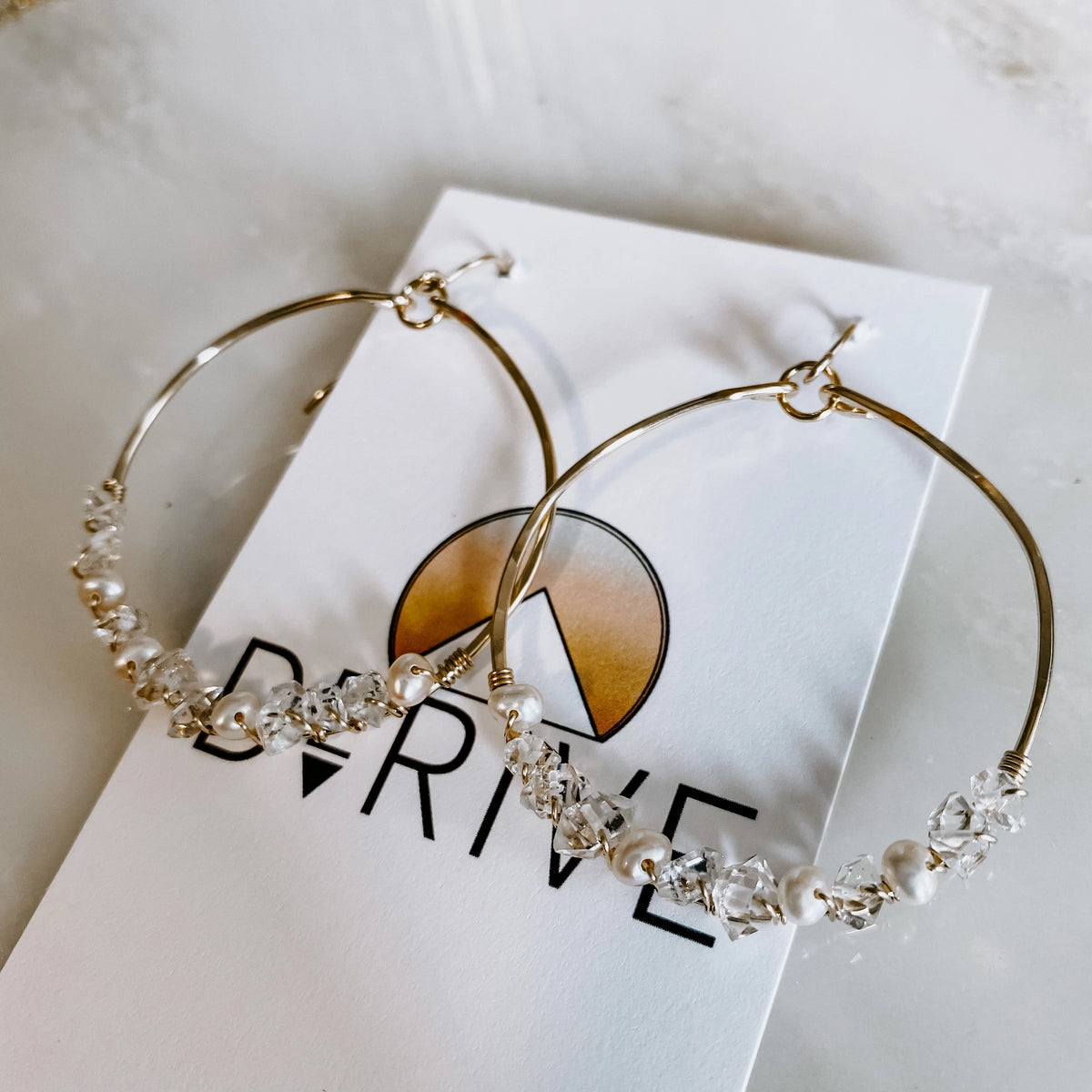 Everly Herkimer Diamond and Pearl Hoop Earrings