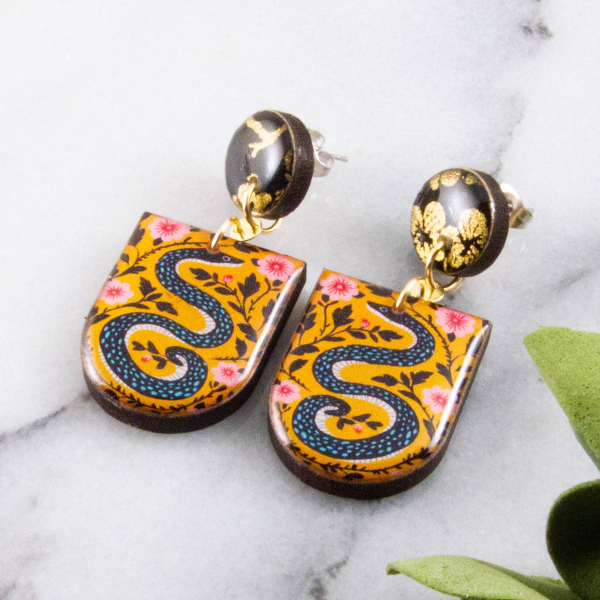 Retro Snakes Drop Post Earrings