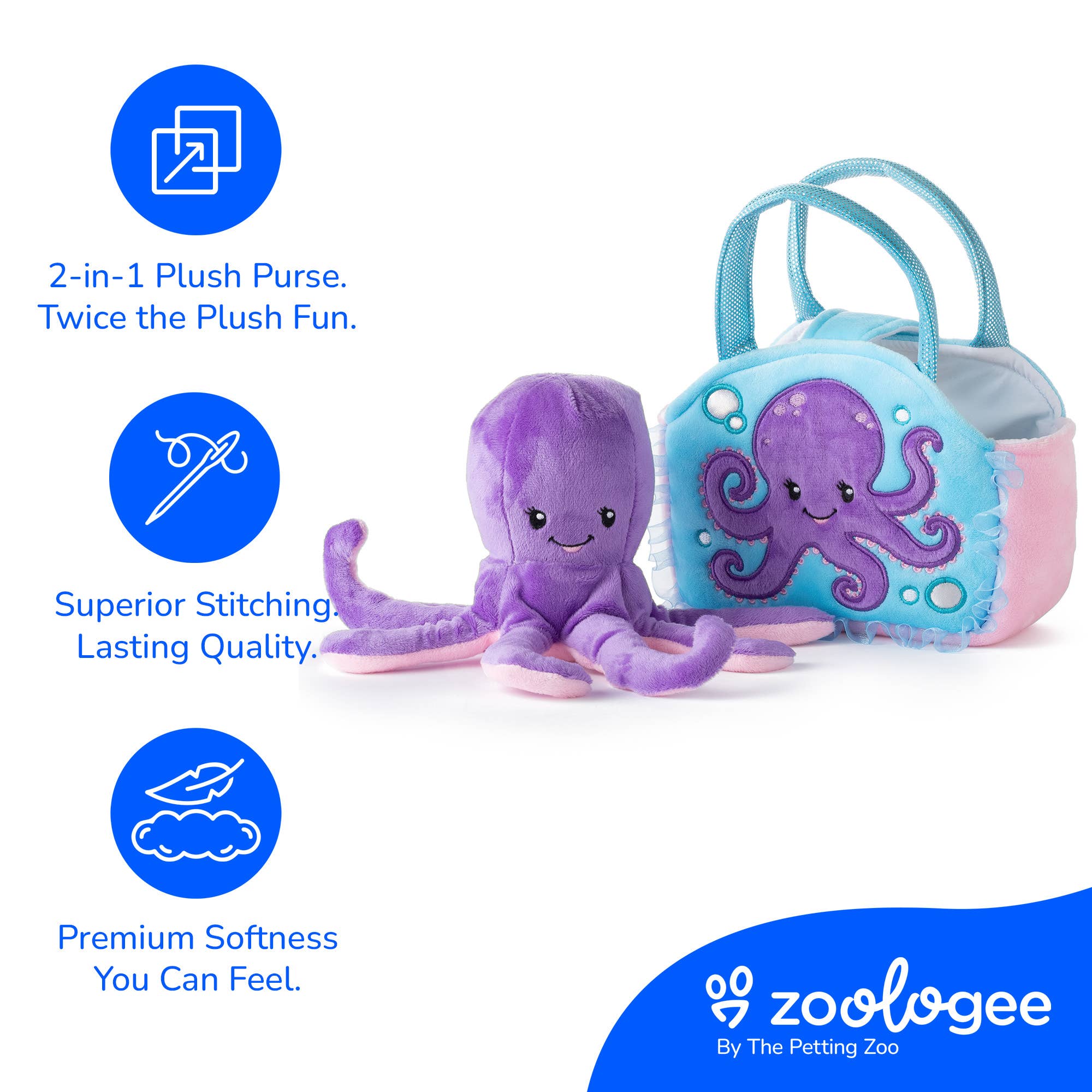 Plush Animal Set with Purse -  Octopus