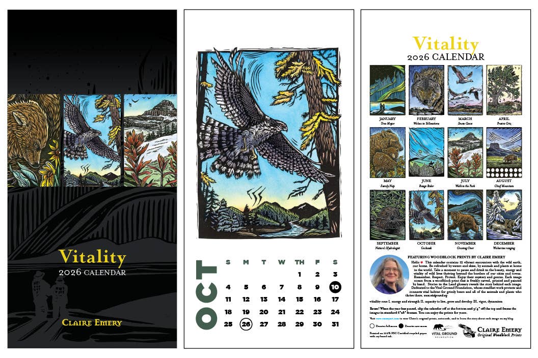 2026 Vitality Woodcut Calendar (6"x12") 