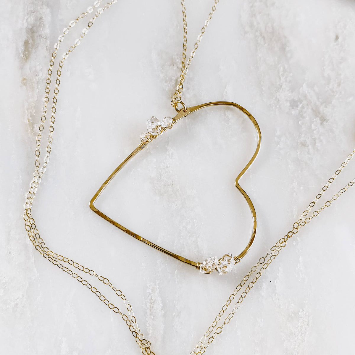 Herkimer Diamond Heart Necklace: 14k Gold Fill