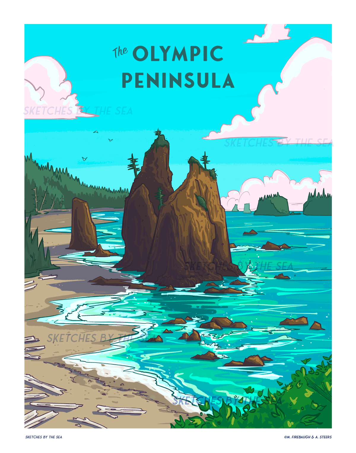 Olympic Peninsula Travel Poster: 11" x 14"