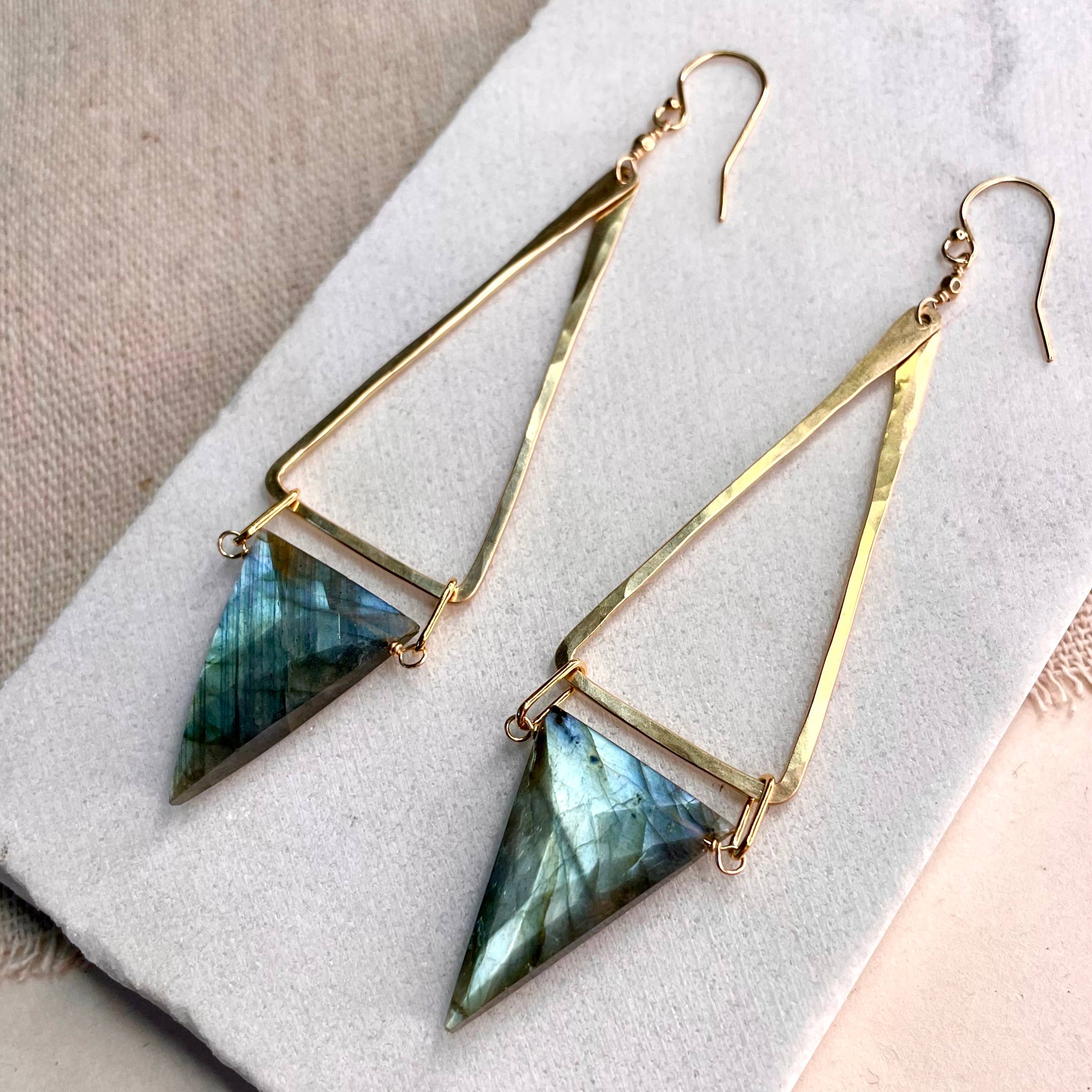 Triangle Stone Drop Earring: Gold Filled / Lapis
