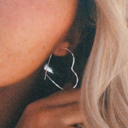 Mini Heart Shaped Threader Earrings: Sterling Sliver