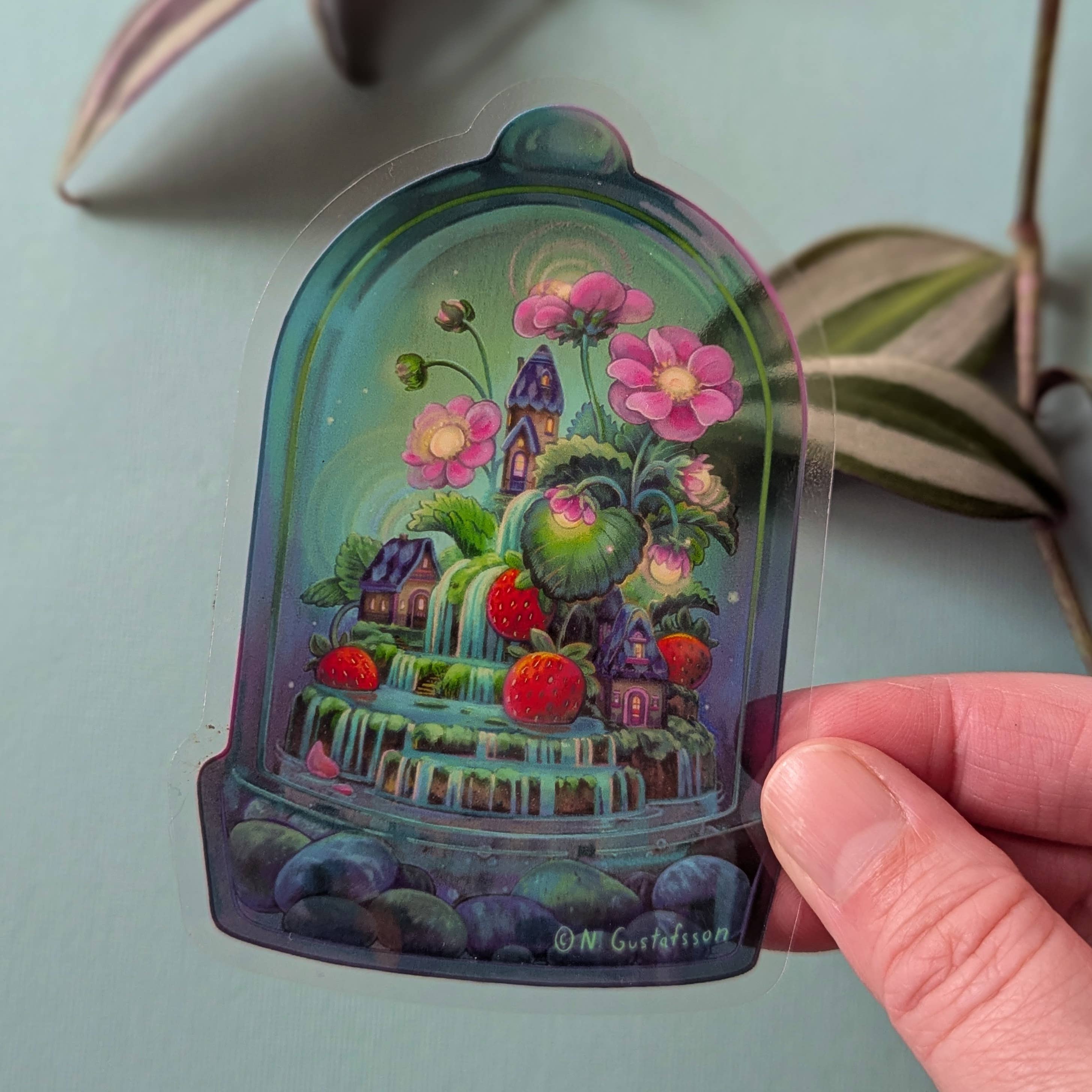 Strawberry Terrarium - Clear Vinyl Sticker