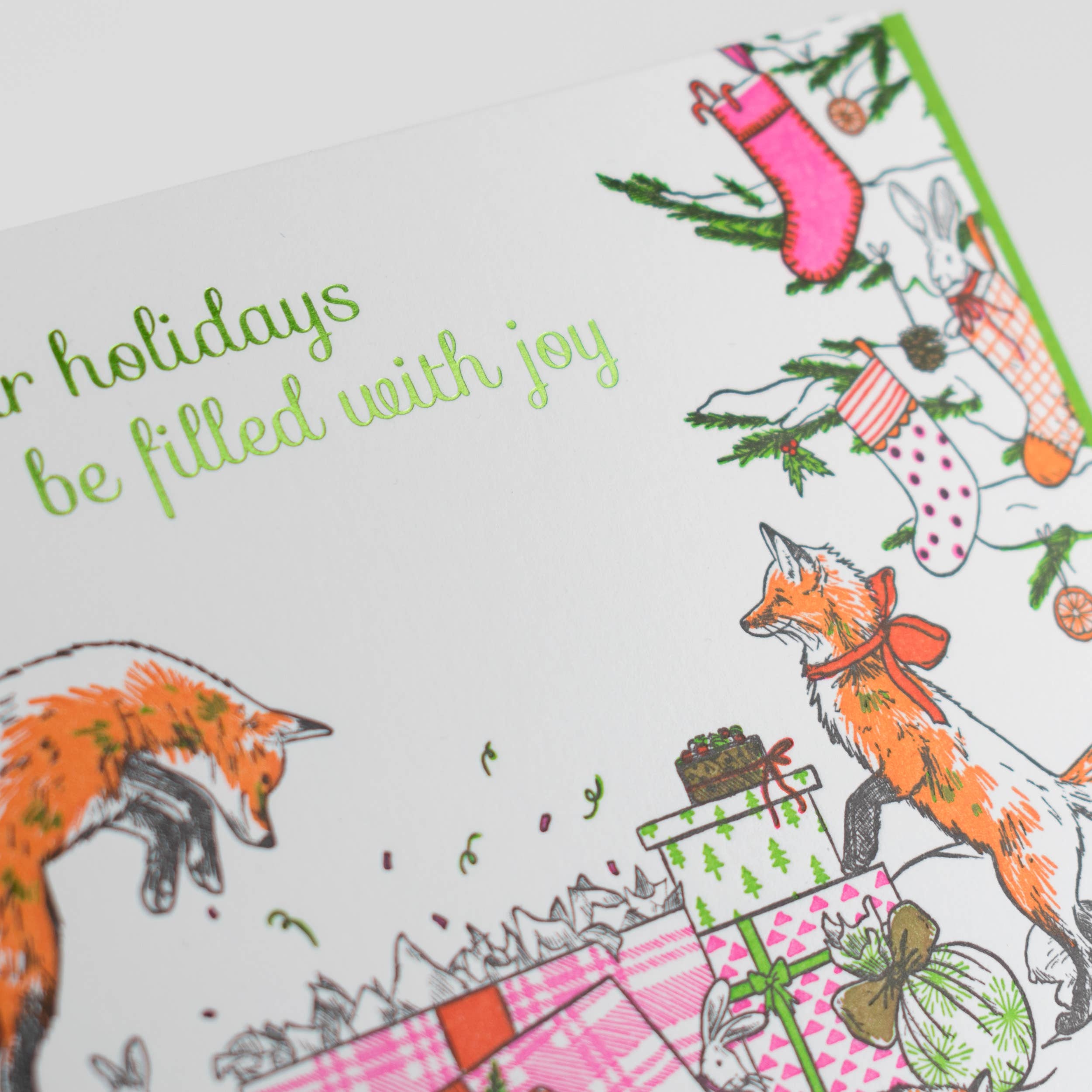Foxes' Christmas Morning Card: Single Card
