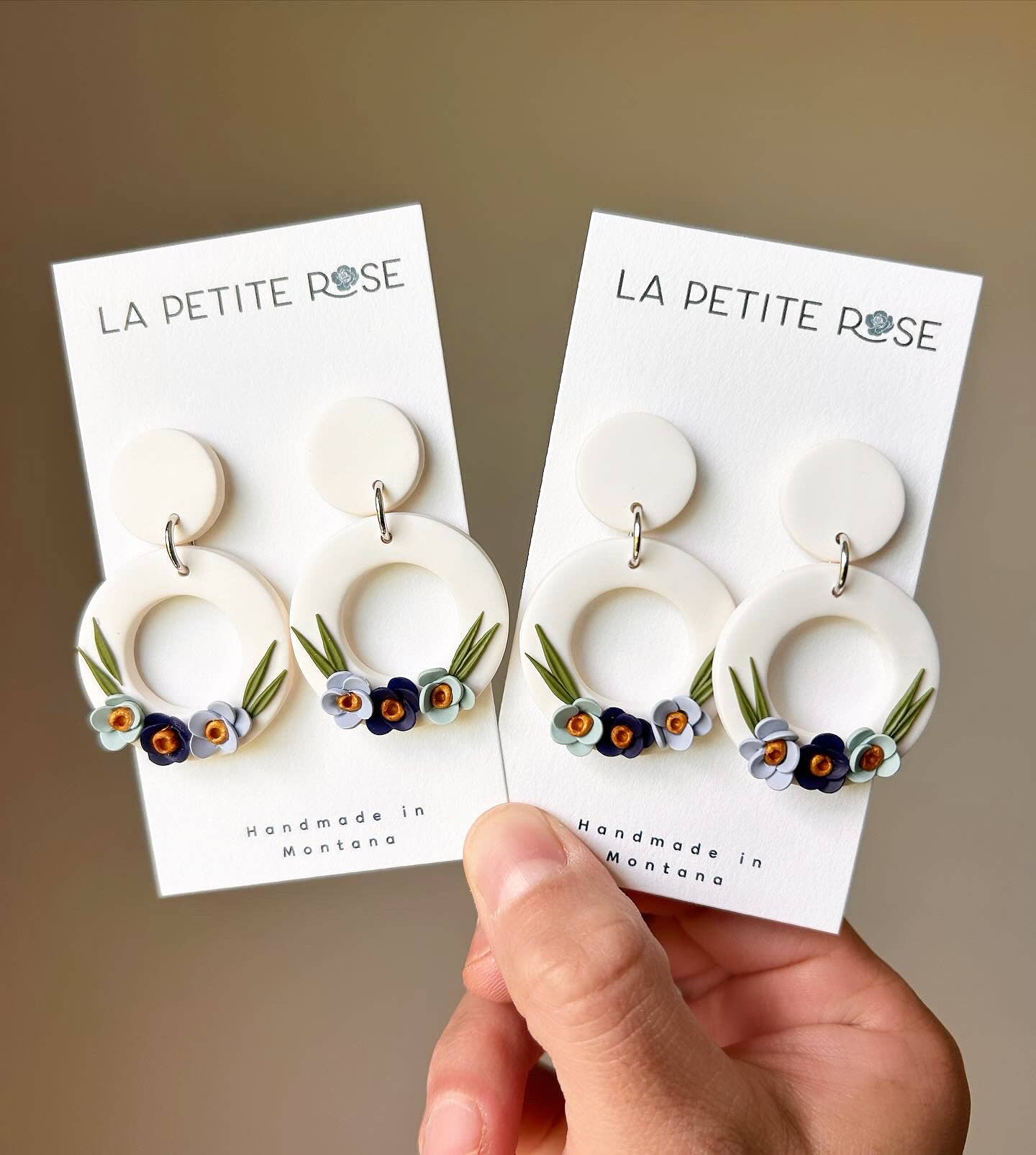 Summer Flower Earrings, Blue Floral Dangles