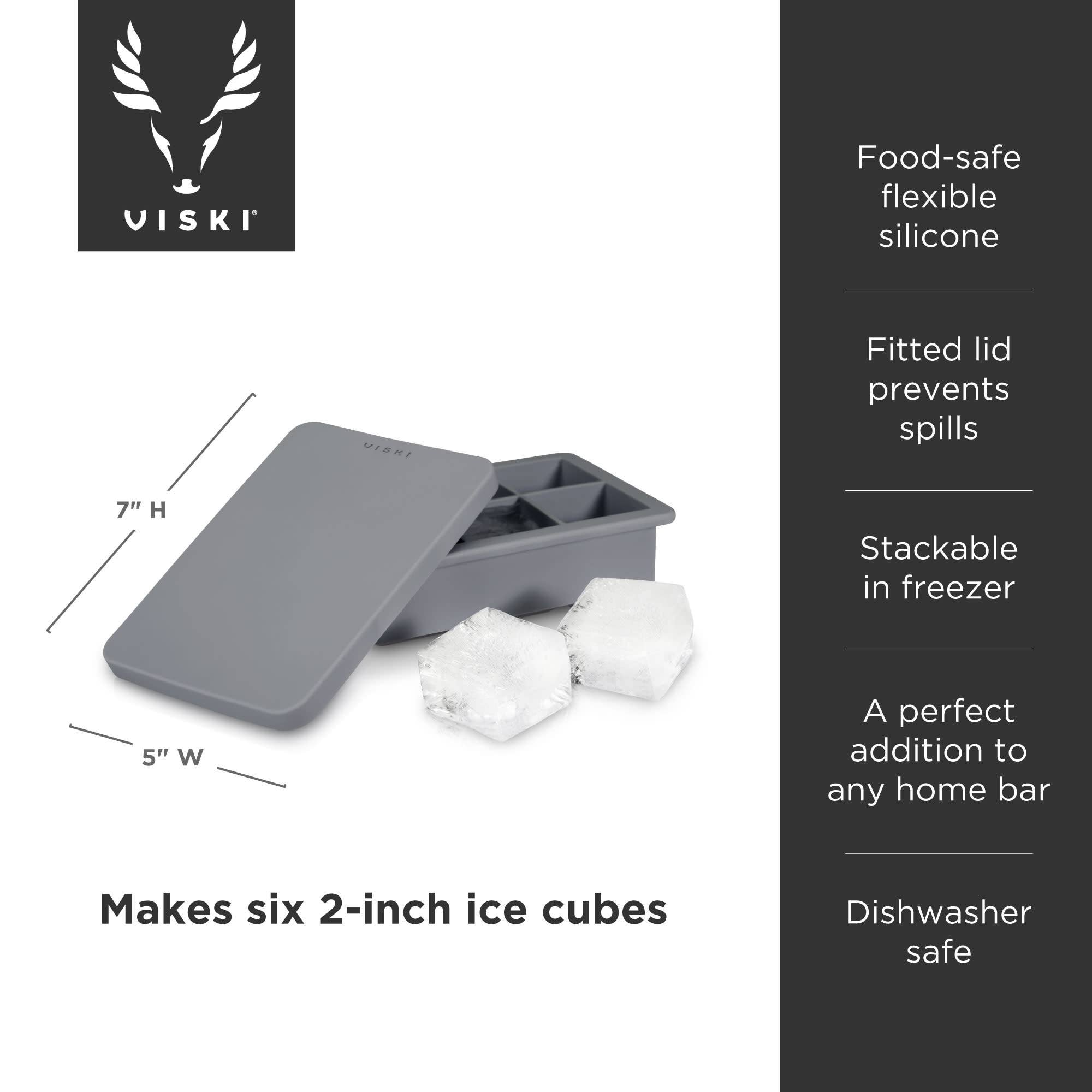Glacier 2 inch Whiskey Ice Cube Tray with Lid