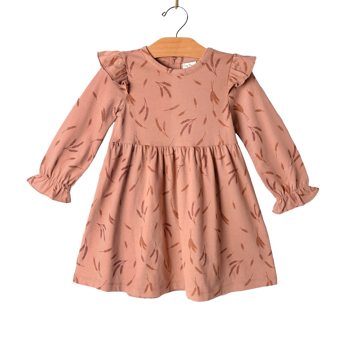 Flutter Sleeve Dress-Fall Wheat