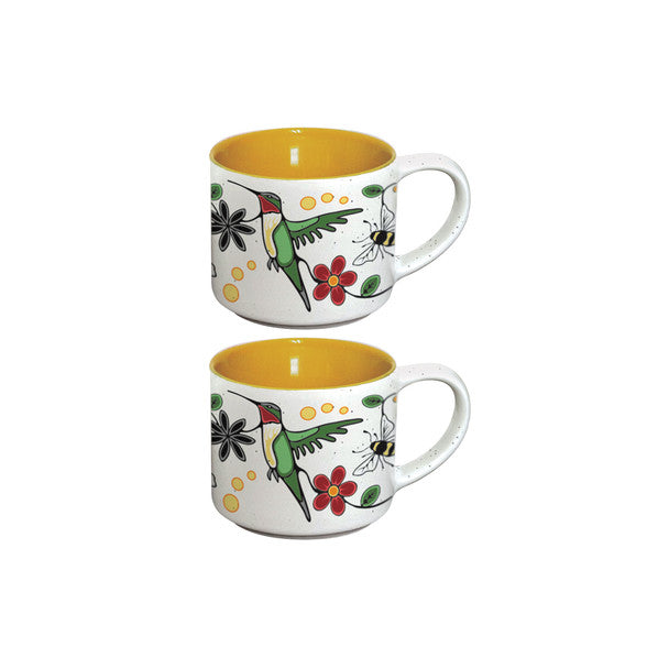 Ceramic Espresso Mugs (Set of 2) -Hummingbird Nenookaasi