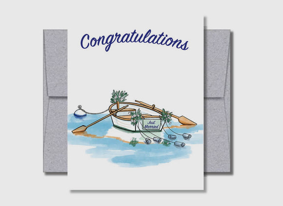 Just Married Row Boat Congratulations Card