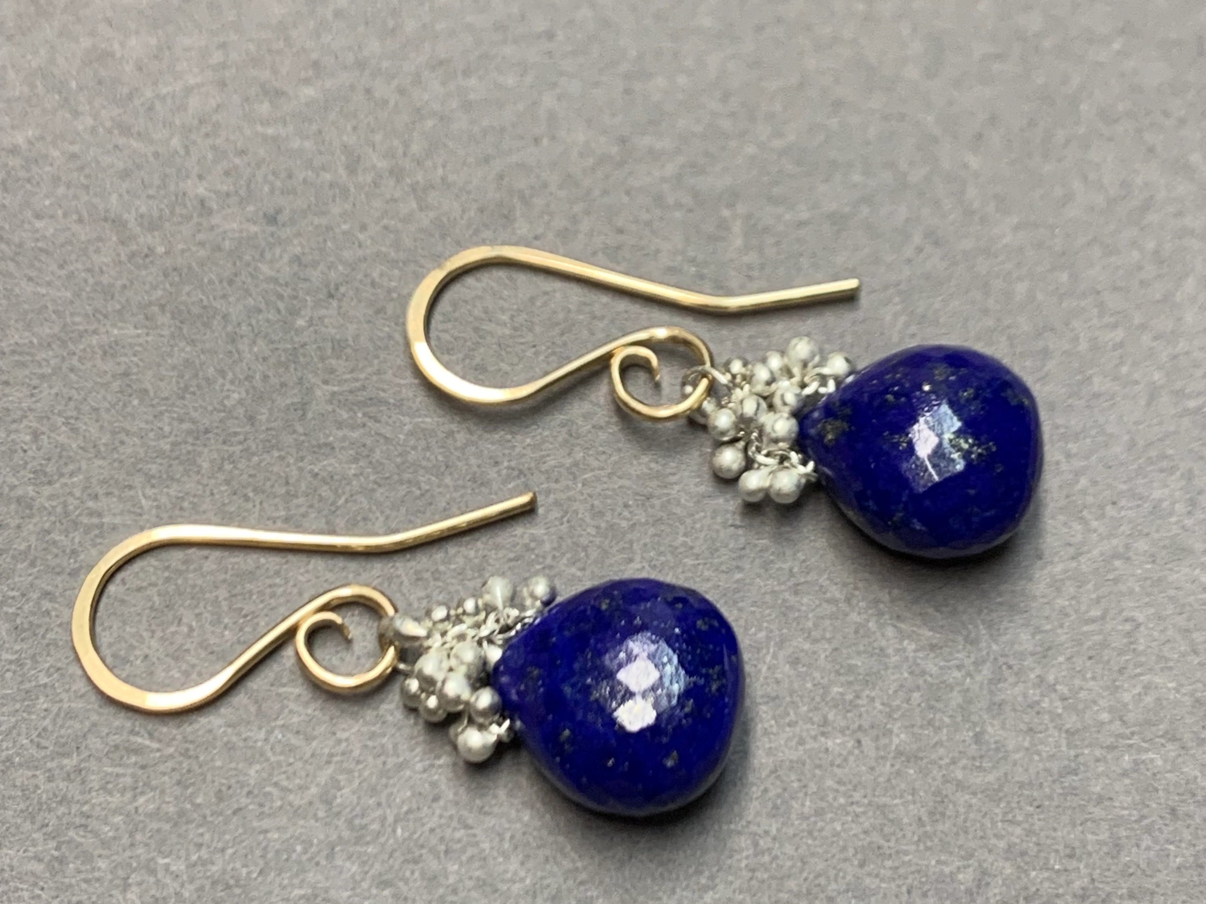 Lapis Lazuli Caviar Dew Drop Earrings