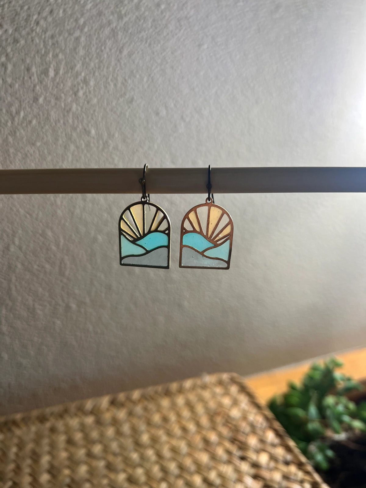 Mini Landscapes Stained Glass Resin Earrings