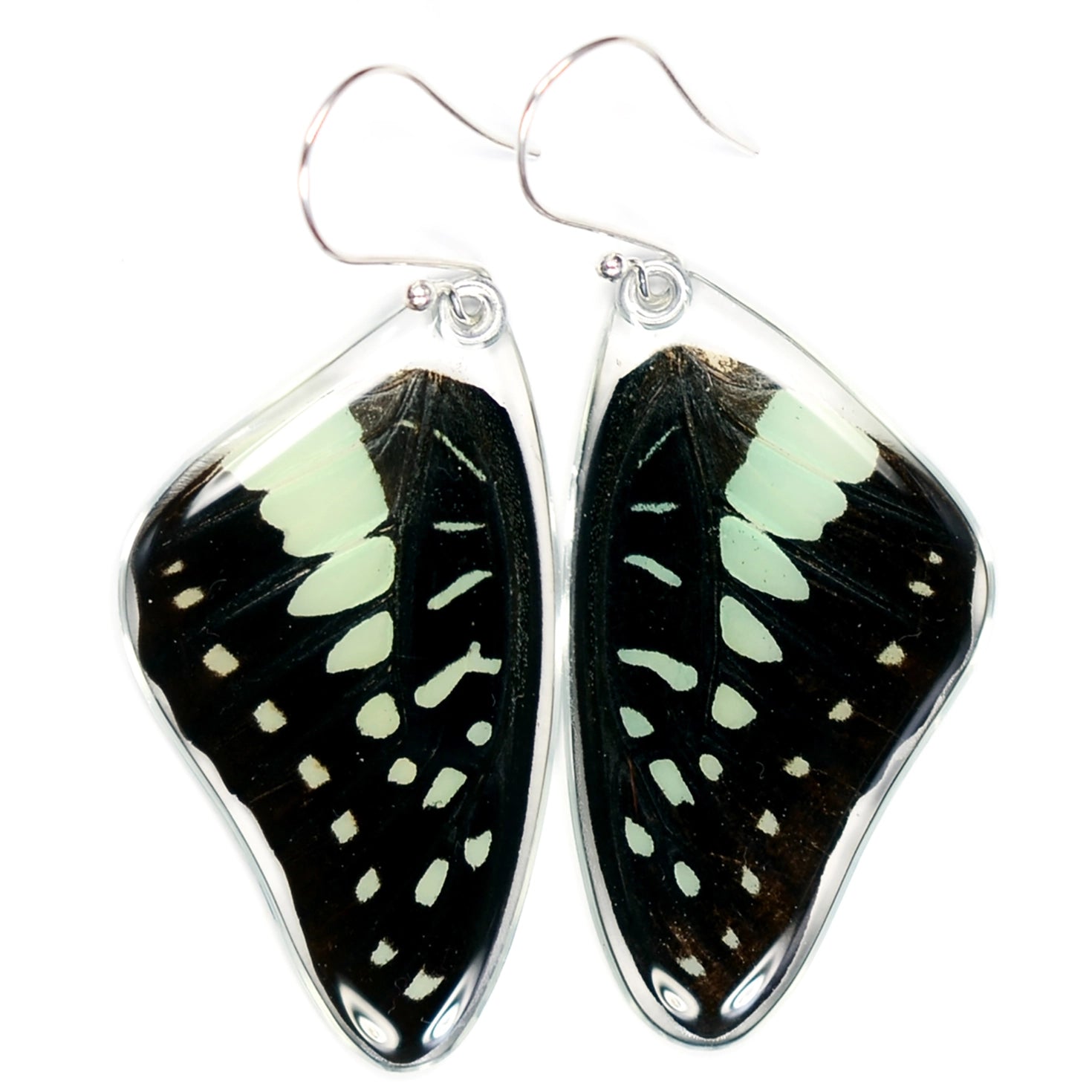Butterfly Earrings - Pale Green Triangle -Top Wings