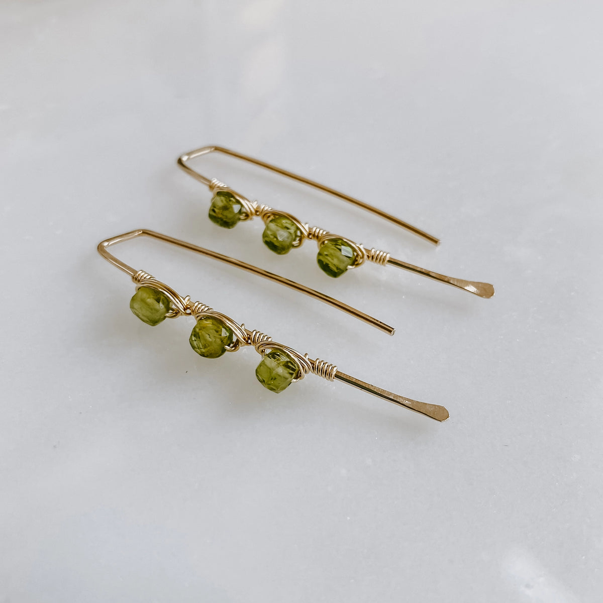 Triple Stone Threaders - Peridot