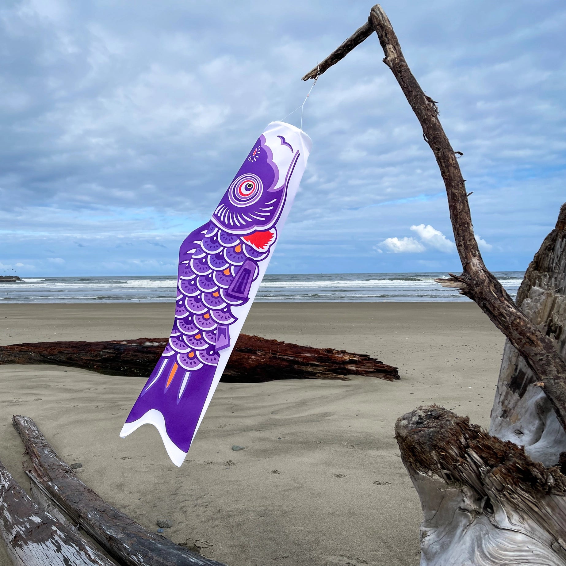 Purple Koi Fish Windsock