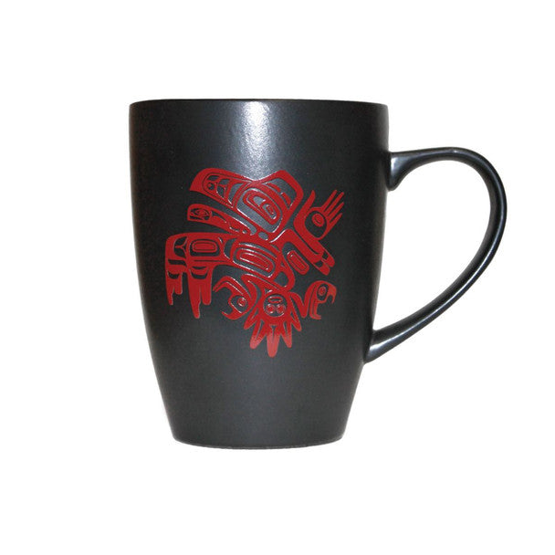 Matte Black Ceramic Mug - Running Raven by Morgan Asoyuf
