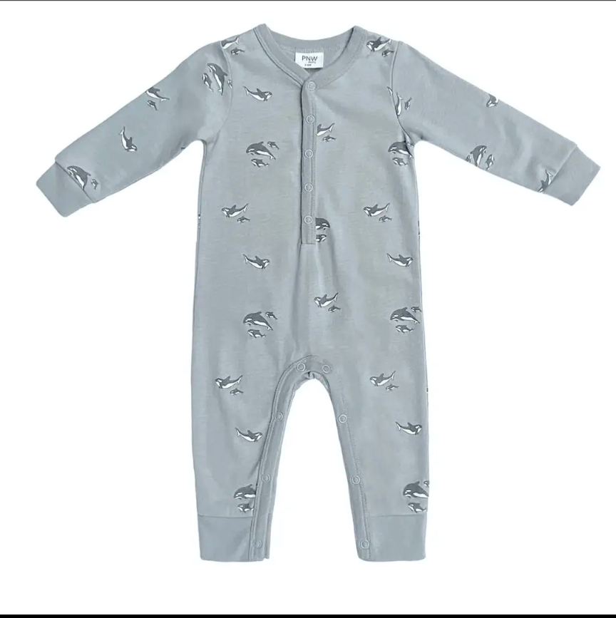 PNW Baby Snap Romper- Orcas